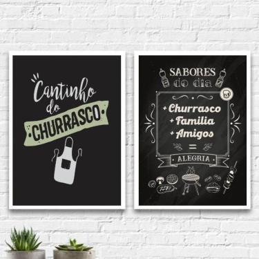 Imagem de Kit 2 Quadros Cantinho Churrasco 45X34Cm - Com Vidro Branca