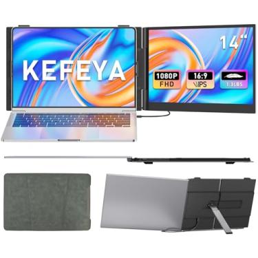 Imagem de KEFEYA Extensor de tela de laptop, monitor portátil FHD 1080p de 14 polegadas para laptops, extensor ultrafino de 0,2 polegadas para laptop de 13 a 17 polegadas com porta USB-C/HDMI, Plug and Play