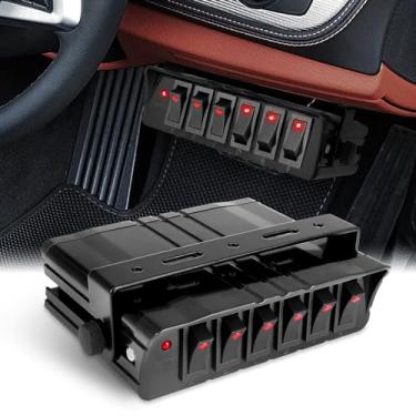 Imagem de Agrieyes 6 Gang Rocker Switch Box SPST, 12V 40Amp Painel de interruptores 12 fios AWG Painel de interruptor auxiliar para automóvel, automóvel, automóvel, automóvel, caminhão, trailer, veículo barco
