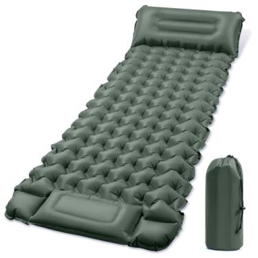 Imagem de SLMIRACLE Colchão inflável portátil individual para acampamento, almofada de dormir para acampamento, mochilão, caminhada, barraca dobrável, inflável, impermeável, ultraleve