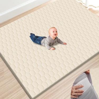 Imagem de TINYHARBO Tapete de brinquedo de espuma premium para bebês 180 x 150 cm com capa removível, tapete de cercadinho com enchimento extra grosso, tapete antiderrapante, elegante e fácil de limpar para
