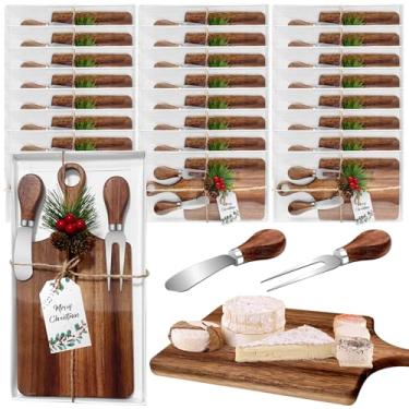 Imagem de Gosodeny Conjunto de 24 conjuntos de presentes de Natal, lembrancinhas de chá de panela, tábua de queijo, conjunto de mini tábuas de corte, conjunto de etiquetas e caixas de Natal, festa de Natal