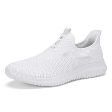 Imagem de SK·TRIP Tênis de caminhada feminino, leve, respirável, tecido voador, cabedal de malha, casual, tênis feminino, para treino, antiderrapante, para academia, Branco1012, 36