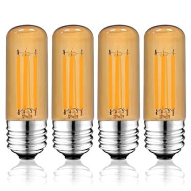 Imagem de NOVELUX Lâmpada LED E26 branca âmbar de 3,2 polegadas 2200K 60 Watt igual, lâmpadas Edison AC 120V 600LM reguláveis, 6W T10 T30 lâmpadas de filamento tubular de vidro para lâmpada de parede pendente