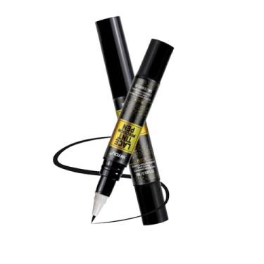 Imagem de Peruca de caneta de precisão de tinta de renda com aplicador de pincel, fácil de usar, fórmula de longa duração, mistura natural, acabamento sem costura efeito à prova d'água (2 peças, preto)