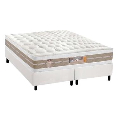 Imagem de Cama Box Queen: Colchão Molas Pocket Ensacadas Castor Silver Star Air + Base White(158X198)