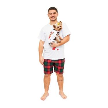Imagem de Tal Pai Tal Pet Pijama Masculino Curto e Roupa Pet Natal Rena - Alegri