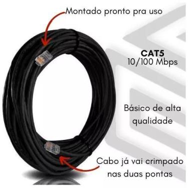 Imagem de Kit C/4 Cabos De Rede Internet Lan Montado 10Metros -BLACK - New Line 