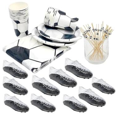 Imagem de Kit Mimo Tema Futebol: Lembrancinha Infantil Decoração de Mesa e Festa Esportiva DIY Aniversário Gincana Evento Escolar (10 Caixas Chuteira 20 Picks 16 Copos 16 Pratos 20 Guardanapos)