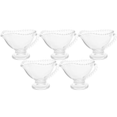 Imagem de 5 Mini Molheiras Cristal 140ml com Alça Pearl Servir Azeite Caldas Doces Porta Molhos