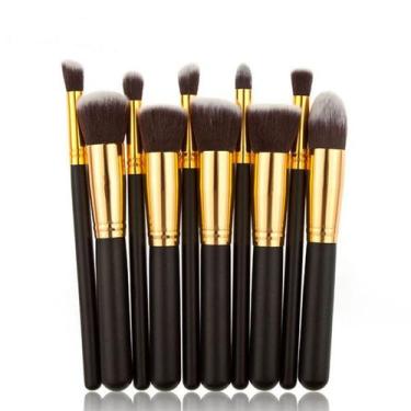 Imagem de Kit 10 Pinceis Maquiagem Kabuki Profissional Jogo Pincel - Make For