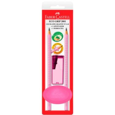 Imagem de Kit lápis grafite com apontador e borracha Faber-Castell, escolha a co