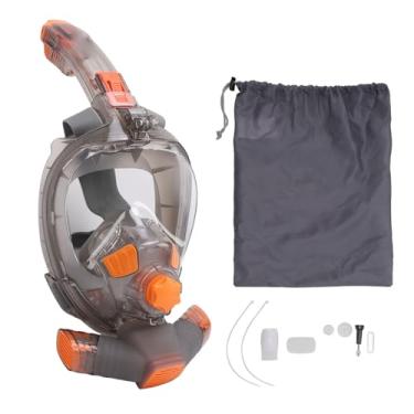 Imagem de Óculos de snorkel de rosto completo Anti nevoeiro profissional de 180 graus Vista panorâmica Equipamento de snorkeling com parafuso de montagem da câmera de tubo de respiração (S m)