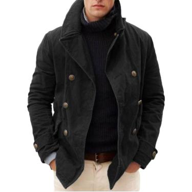 Imagem de Jaqueta Masculina Simples De Cor Sólida Trespassado Solta Confortável Casual Versátil Estilo Europeu E Americano Manga Comprida, black, M