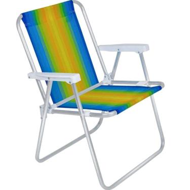 Imagem de Cadeira de Praia Alta em Alúminio Degrade Azul, Verde e Amarelo 2242 MOR