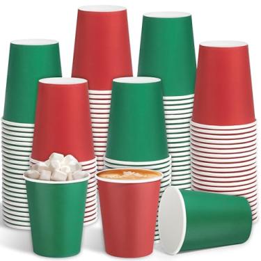Imagem de Kochorie 144 peças de copos de papel de Natal descartáveis de 255 g Copos de papel de café para festas de fim de ano, copo de bebida para Natal, casamento, aniversário, festa, faça você mesmo e