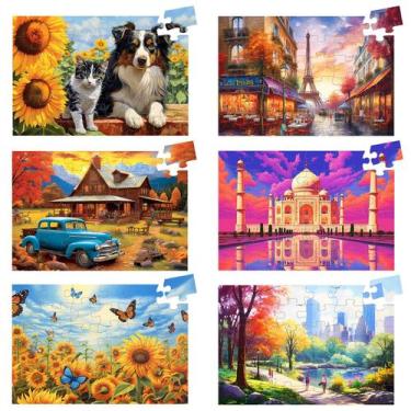 Imagem de Puzzle Biarek, pacote com 6, 36 peças grandes para idosos com bolsas d