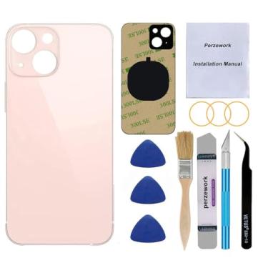 Imagem de Perzework Substituição de vidro traseiro OEM para iPhone 13 Mini 5,4 polegadas (rosa) com kit de ferramentas de reparo