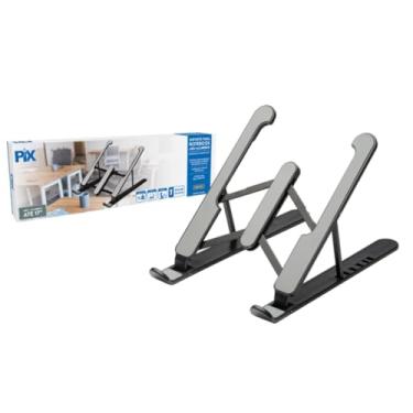 Imagem de Suporte Ergonômico para Notebook, Tablet e Celular, Ajustável, Preto, Base com Dimensões 26 x 20 cm