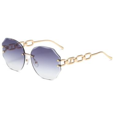 Imagem de Óculos de sol femininos com corte diamante e armação poligonal, sem aro, vintage, sem armação (C5)