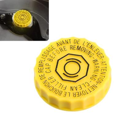 Imagem de QKYS 1 peça de tampa de fluido de freio, tampa de enchimento de cilindro mestre padrão OEM #4683656AB, tampas amarelas do reservatório de freio para Jeep Wrangler 2001-2017 Dodge Ram 1500 2500 3500