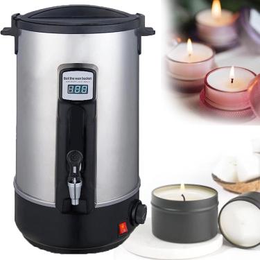 Imagem de Fusor de cera para fabrico de velas, cadinho de cera elétrico grande de 8 a 35 litros com bico fácil de verter, controlo de temperatura de 86°F-230°F, para produção em massa de sabão