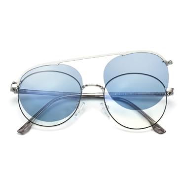 Imagem de Cyxus Óculos de sol magnéticos de encaixe masculino e feminino com luz azul com bloqueio UV400 para dirigir à noite ao ar livre, Armação: Dourado e lente: Transparente + Azul-p1209, M