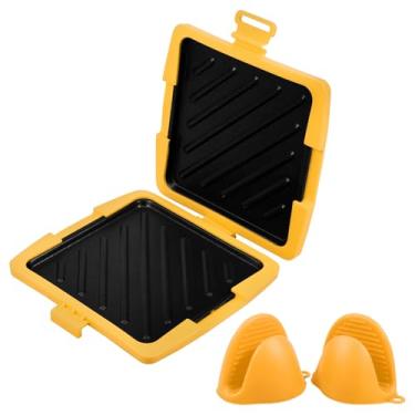 Imagem de Sanduicheira de micro-ondas com tiras de silicone, fácil de limpar e usar, aquecimento uniforme, queijo grelhado rápido, panini, revestimento antiaderente, sanduíche, torradeira para micro-ondas para