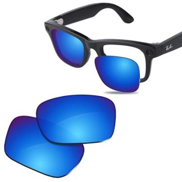 Imagem de Glintbay Lentes de óculos de sol de substituição 100% precisas para Ray-Ban Meta Wayfarer RW4006 50 mm - Espelhado azul gelo polarizado