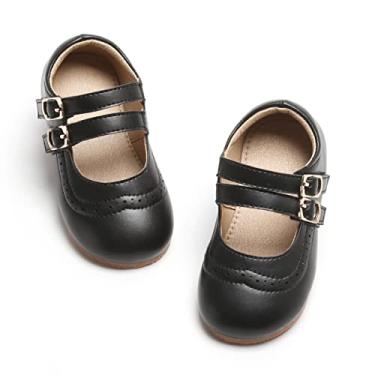 Imagem de Otter MOMO Sapatilhas de bailarina Mary Jane para crianças/meninas, sem cadarço, para festas escolares, Df08-preto, 13 Little Kid