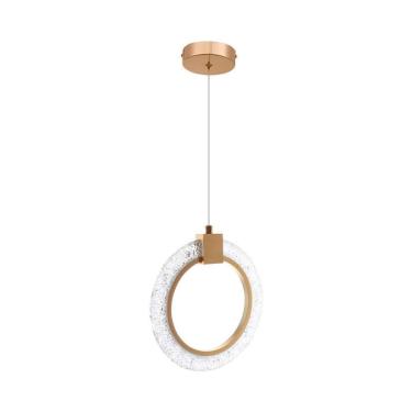 Imagem de Luminária Pendente Arco Anel Cristal Dourado Led Multicor