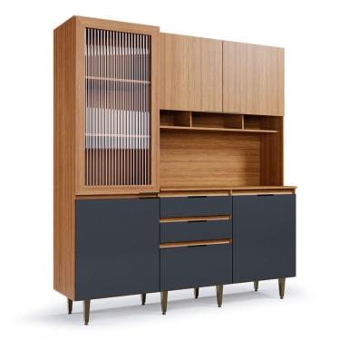 Imagem de Armário De Cozinha Superiore 5 Portas 3 Gavetas Batrol Freijo/grafite