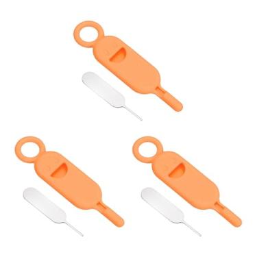 Imagem de PATIKIL Ferramenta de remoção de suporte de cartão SIM, 3 pinos de cartão SIM, abridor de agulha, bandeja ejetora, pinos de ejeção para telefones celulares, tablets, roteadores, laranja