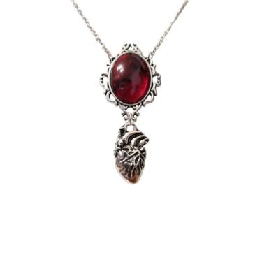 Imagem de Colar feminino de vampiro pingando sangue gótico, com pingente de morcego vermelho sangue, vintage, caveira, borboleta, Victoria, Stardust, cristal, camelo, joias de vampiro, romântico, escuro, colar
