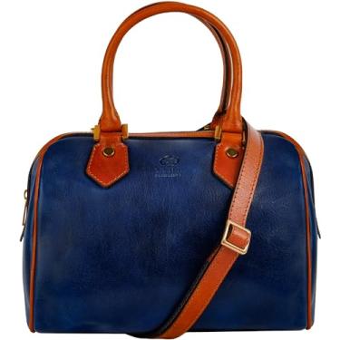 Imagem de Time Resistance Bolsa de couro - Bolsa feminina de couro de flor integral - Bolsa com alça superior - Sacola, Azul, One Size