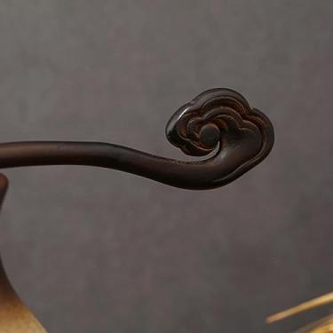 Imagem de Palito de cabelo tradicional de madeira preta estilo chinês grampos de cabelo vintage flores folhas cabelo acessórios de joias da China