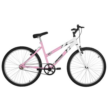 Imagem de Bicicleta de Passeio Ultra Bikes Esporte Bicolor Aro 26 Reforçada Freio V-Brake Sem Marcha Feminina Rosa Bebê/Branco
