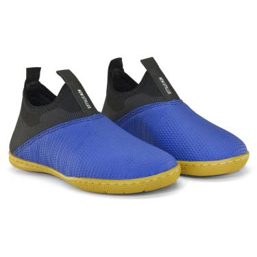 Imagem de New Styllus, Chuteira Calce Fácil, Futebol Indoor Futsal Quadra, Azul/Preto, 26, Par