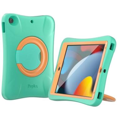 Imagem de Pepkoo Capa para iPad compatível com iPads 9ª, 8ª e 7ª geração, capa para tablet infantil, proteção total da tela e do corpo, capas protetoras antiderrapantes resistentes para iPad