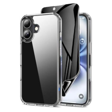 Imagem de Capa Capinha Clear Case Transparente Resistente a Risco e Anti Impacto + Película Protetor Tela Cerâmica Fosca Privacidade Para iPhone (iPhone 16 Plus)