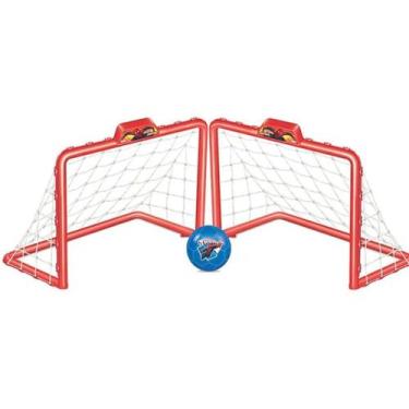 Imagem de Kit Futebol 2 Traves E Bola De Vinil Homem Aranha 2046 - Lider