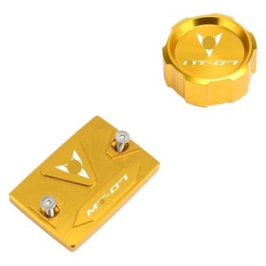 Imagem de Tampa do reservatório de fluido de freio dianteiro traseiro tampa de enchimento de óleo tampa de válvula de pneu compatível com MT07 MT-07 MT 07 FZ07 2015-2020 2021 2022 2023 (dianteiro e traseiro