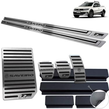 Imagem de Descanso Pedaleira Soleira Preto Baixo Relevo Saveiro R-Line