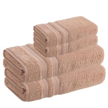 Imagem de Jogo De Toalhas Banhão Karsten Unika Fio Penteado - 4 Peças (Deserto)