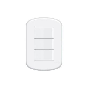 Imagem de Interruptor Simples Triplo Fame Blanc+ Com Placa 4x2 Branco