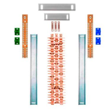 Imagem de Kit Barramento Trifásico 225A para 52 Circuitos com Placa de Policarbo