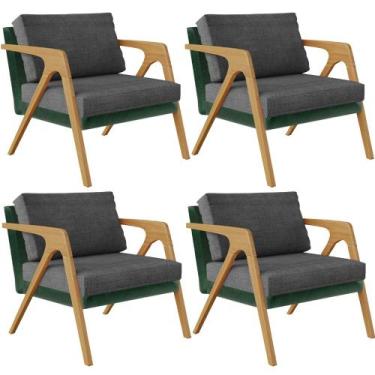 Imagem de Kit 04 Poltronas Decorativas Sala Estar Pietra L02 Facto Verde Musgo L