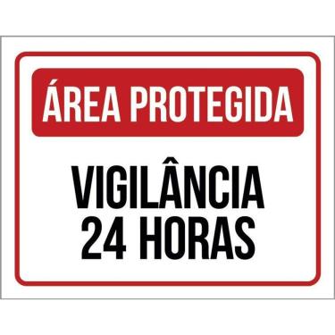 Imagem de Kit 3 Placas Área Protegida Vigilância 24 Horas