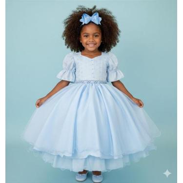 Imagem de Vestido Infantil Azul Bebê Lese Midi Festa Luxo Casamento - Fabuloso A