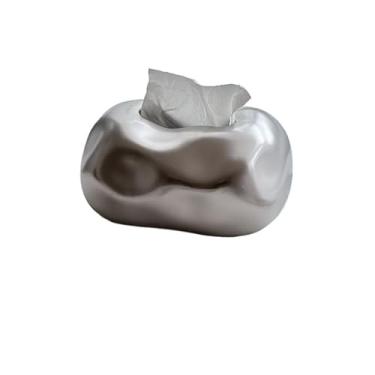Imagem de porta-lenços Caixa de lenços de papel de cerâmica criativa, decoração para casa, hotel, enfeites, guardanapo, dispensador facial(Silver)